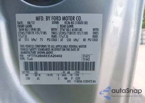 2014 Ford F-250 Xl z USA, uszkodzony, nr VIN 1FT7X2B66EEA20402